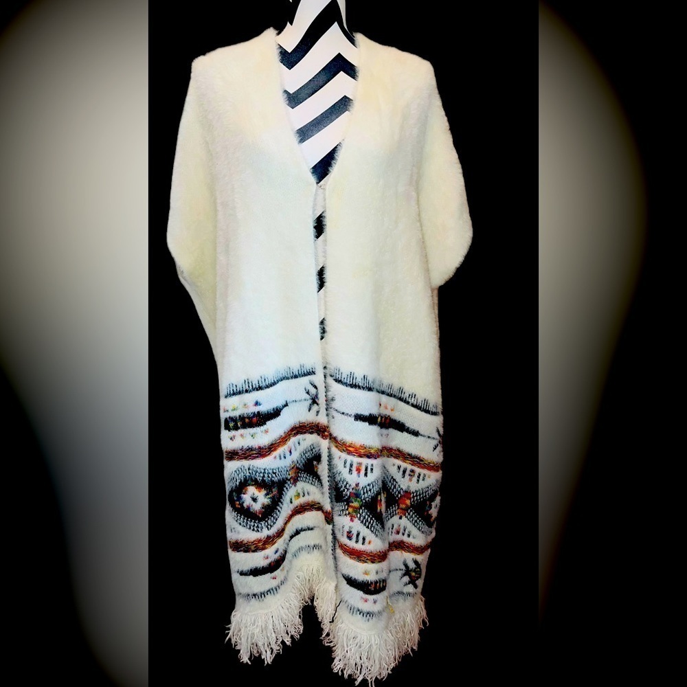 Crazy About Texas Tribal Plush Fuzzy Cardigan XL